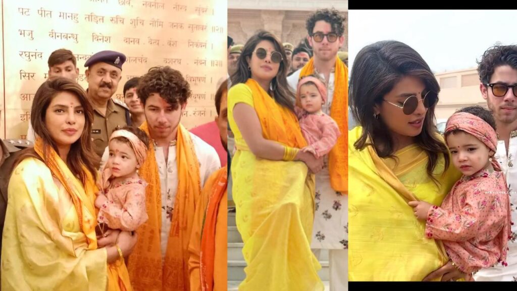 Priyanka Chopra jonas, Nick Jonas & Malti offer prayers at Ram temple in Ayodhya