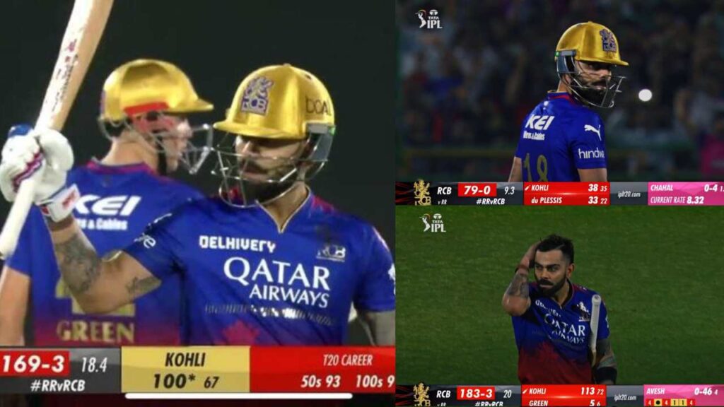 Virat Kohli as he scores first century of IPL 2024 during RR vs RCB match